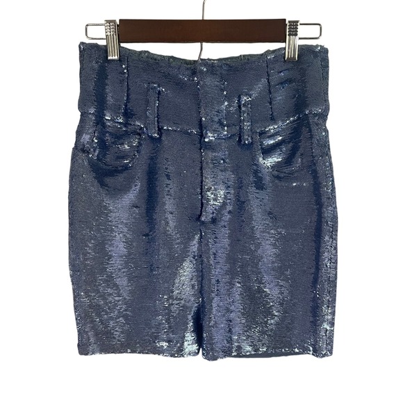 IRO Paris Natou Sequin Mini Skirt High Waist Party Festival Blue Size 4 - Picture 1 of 8